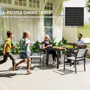 Aluminum Outdoor Patio Dining Table for 4 for Garden Lawn Backyard, Natural - Img 8