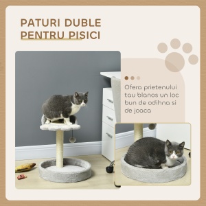 Ansamblu de Joacă pentru Pisici cu Paturi și Sfoară din Iută 41x41x44 cm Gri Deschis - Img 4