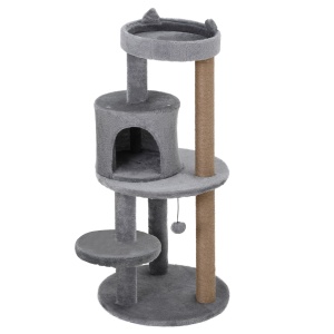 ansamblu pentru 1-2 pisici, 3 nivele, 48x48x104cm gri - Img 1