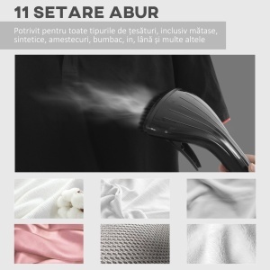 Aparat de Călcat Vertical cu Aburi, Fier de Călcat de 2L, Putere 1950W cu 2 Tije Portabil, 35x25x23cm - Img 6