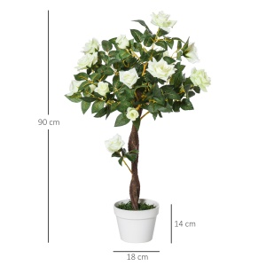 Arbore Artificial Camelia cu 21 Flori, Ghiveci Înalt, 90 cm, Plantă Decorativă Interior & Exterior - Img 3