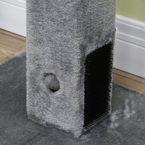 Arbore pentru Zgariat Pisici cu 2 Mingi Jucarie si Perie, din Lemn, Iuta si Plus, 59.5x39x79 cm, Gri - Img 8