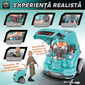 Atelier Jucarie Camion – Motor & 61 Accesorii, cu Roti si Maner - Img 7
