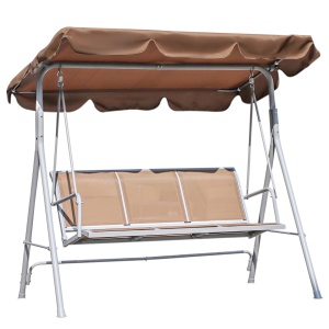 Balansoar de Gradina 3 Locuri Schelet in Metal Maro 171x108x154cm - Img 1