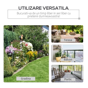 Balansoar de Gradina pentru 2 Persoane cu Perne Capitonate pentru Sezut cu Spatar, 122x70x87cm, Kaki - Img 7