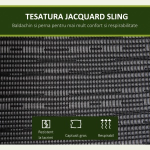 Balansoar pentru Gradina pentru 3 Persoane cu Copertină Reglabilă și Perne, 200x120x170cm, Negru - Img 5