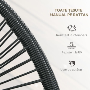 Bancă Acapulco cu Brațe, Perne și Cadru din Oțel, Greutate Maximă 260 kg pentru Balcon, Terasă, Grădină 132x72x83 cm Negru - Img 5