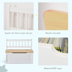 Banca Copii 2-in-1 – Cutie Depozitare Lemn 60×30×50 cm - Img 7