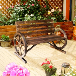 Banca Country Fonta 127×60×85 cm – 2‑locuri cu Cotiere Rotative Neagra - Img 2