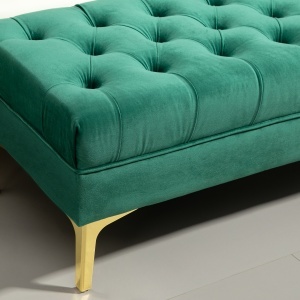 Bancă cu Husă Capitonată din Catifea cu Picioare Metalice pentru Hol, Coridor și Living, 118x45x42 cm, Verde - Img 9