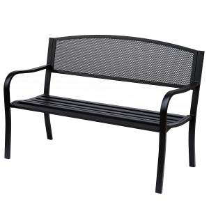 Banca de exterior din otel, negru, 127x60x85cm - Img 1