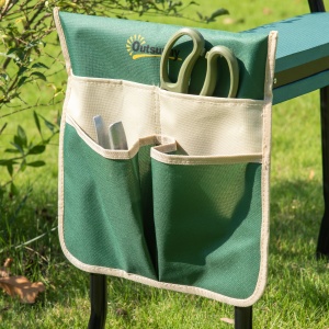 Bancă de grădină 2 în 1 cu protecție pentru genunchi, pernuțe din spumă EVA și geantă pentru depozitare, 58x28x49 cm, Verde - Img 9