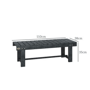 Bancă de Grădină cu 2 Locuri, Bancă de Exterior cu Șipci din Lemn de Molid, Stil Country, Perfectă pentru Terasă, Patio sau Curte, Greutate maximă 250 kg, 110x38x35 cm, Gri - Img 3