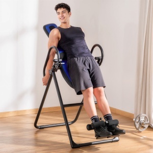 Bancă de Inversie Pliabilă cu Roți și Reglare de la 140-203cm Negru - Img 2