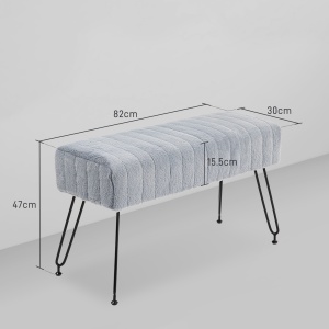 Bancă de Pat Tapițată și Lemn, Bancă de Intrare cu Picioare Metalice, 82x30x47 cm, Gri - Img 3
