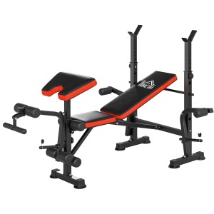 Bancă Multifuncțională Reglabilă cu Suport pentru Bară, Bancă de Greutăți din Oțel și Plastic, 175x139x127 cm, Negru