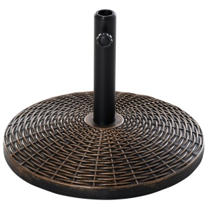 Baza Rotunda pentru Umbrela de Soare din Plastic cu Efect de Ratan 25 kg pentru Stalpi de 35 mm, 38 mm, 48 mm