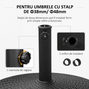 Baza Umbrela 38‑48 mm Negru Rasina+Otel 52×41 cm - Img 5