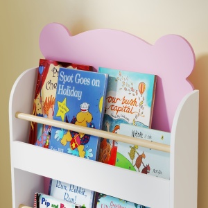 Bibliotecă pentru Copii 3 Rafturi în Formă de Ursuleț 55x15x110 cm, Roz - Img 9
