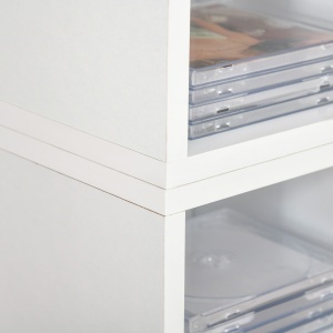 Bibliotecă Raft pentru CD, Set din 2 Piese cu 12 Rafturi din Lemn, 21x19,2x88,3 cm, Alb - Img 8