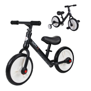 Bicicletă Fără Pedale Copii 2-5 Ani cu Șa Reglabilă, Roți și Pedale Negru