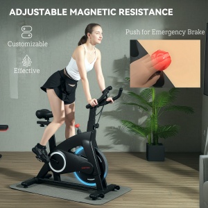 Bicicletă Magnetică cu Ghidon, Șa Reglabilă și Monitor LCD, 106x53x111-123 cm, Negru - Img 5