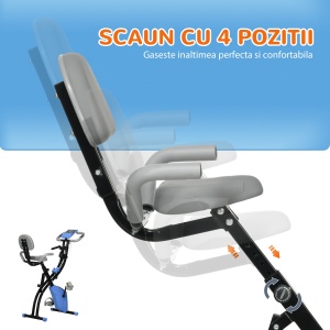 Bicicletă Pliabilă cu 8 Niveluri Rezistență și Corzi Elastice pentru Brațe, Albastru - Img 5