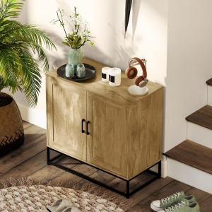 Bufet Bucătărie, Dulap Depozitare cu 2 Nivele și Raft Reglabil, Mobilier Pal Melaminat Lemn Natural, 80×40×78 cm - Img 7