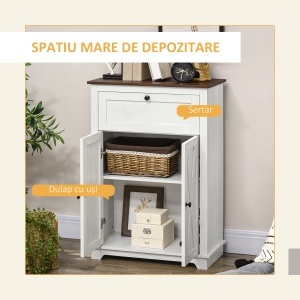 Bufet de depozitare cu multiple spații de depozitare, 2 uși cu raft reglabil, 1 sertar, 60L x 30Ad x 87,5Î cm - Img 4