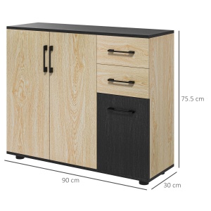Bufet modern dulapuri sertare bufet de bucatarie cu raft reglabil nuc si negru pentru sufragerie camera de zi dormitor - Img 3