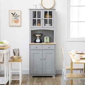 Bufet pentru Bucatarie, Mobilier din MDF, Dulap de Bucatarie in Stil Clasic, Gri, 68x39.5x170 cm - Img 8