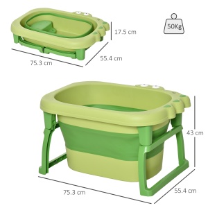 Cadita pentru baita pentru nou-nascuti si copii cu varsta intre 0-6 ani, din plastic antiderapant, verde, 75.3x55.4x43cm - Img 3