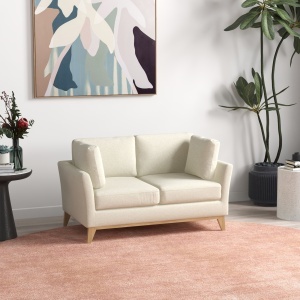 Canapea 2 Persoane – Tapitata Bej cu Perne Decorative - Img 2