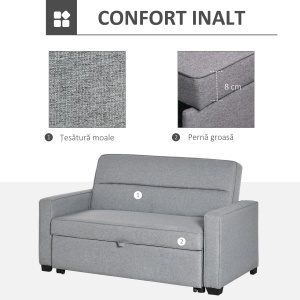 Canapea Extensibila 2 locuri cu 3 pozitii spatar 154x87x89 cm – Textil - Img 6