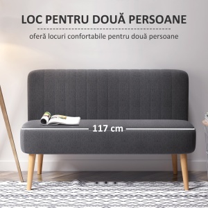 Canapea Minimalista – Gri inchis, Compacta & Fara Cotiere - Img 4