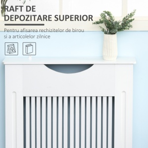 Capac de radiator din MDF alb, cu blat si design anti-inclinare, 78x19x82 cm - Img 4