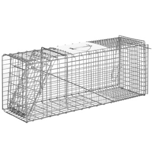 Capcana pentru animale , 81 x 26 x 34,5 cm Cusca umana pentru rozatoare pentru iepuri, pisici fara stapan, marmote, chipmunks, veverite, Argintie - Img 1