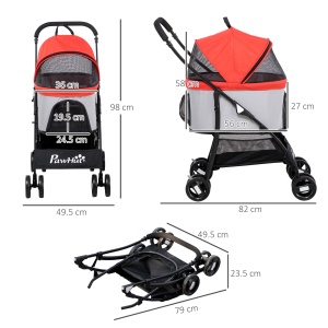 Carucior Animale 3-in-1 – Caini & Pisici, Geanta Detasabila - Img 3