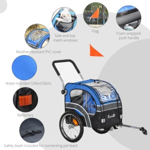carucior caini, prindere bicicleta,130x58x94cm, albastru - Img 7