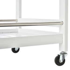 Carucior de Bucatarie Economisire Spatiu din Lemn Alb cu 3 Etajere 4 Roti 360° - Img 9
