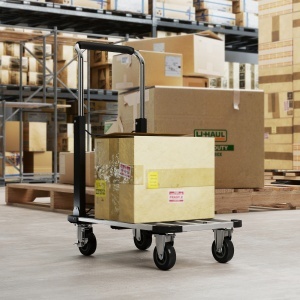 Cărucior Portapachete Pliabil cu Platformă Extensibilă, Capacitate 150 kg, Mâner Reglabil, Argintiu - Img 2