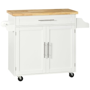 Carut Bucatarie 109×40×89 cm – Blat Lemn, Roti & Spatiu Depozitare - Img 1