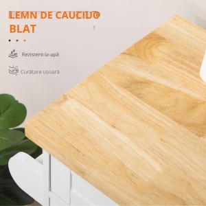 Carut Bucatarie 109×40×89 cm – Blat Lemn, Roti & Spatiu Depozitare - Img 7