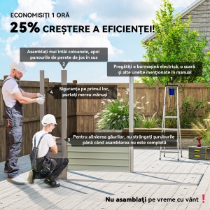 Căsuță de Depozitare de Grădină 2.7m² din Metal, Exterior cu Uși Duble și 2 Guri de Aerisire, Gri - Img 4