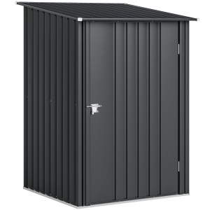 Căsuță de Grădină 0,92m² din Oțel Galvanizat, Depozit pentru Unelte cu Ușă Blocabilă și Acoperiș Înclinat, 100x104x160 cm, Gri Închis