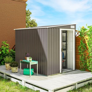 Căsuță de Grădină din Metal 1.5x2m Ușă Glisantă Gri Deschis - Img 2