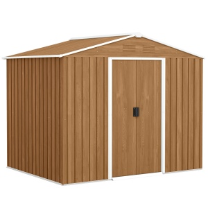 Casută de Grădină, Magazie de Exterior pentru Unelte cu 2 Uși Culisante și 4 Prize de Aerisire, 236x174x190 cm, Gri - Img 1