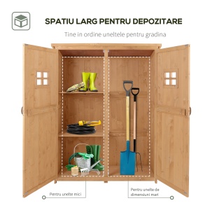 Casuta pentru gradina din lemn de brad, cu rafturi 127.5x50x164 - Img 6