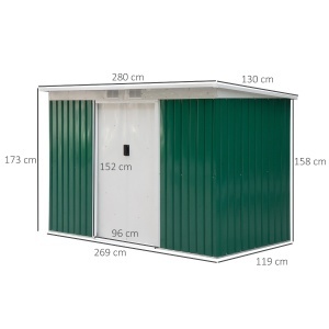 casuta pentru unelte gradina, 277x130x173cm, verde - Img 4