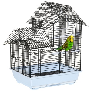 Colivie Metalica 39×33×47 cm – Alb, cu Tava, Cuiere & Leagan - Img 1